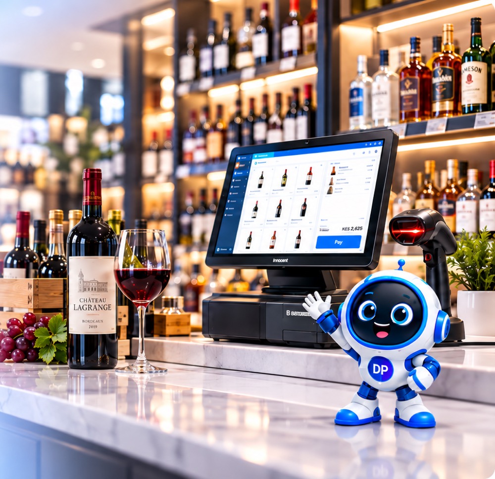 Wines & spirits counter with DarajaERP Workspace and Daja